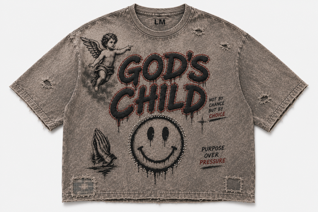 GOD'S CHILD™ Acid Wash Distressed Tee