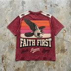 Raised Right Tee | Maroon Retro Falcon Streetwear