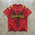 Golden Hour Tee | Red & Gold Acid-Wash Streetwear