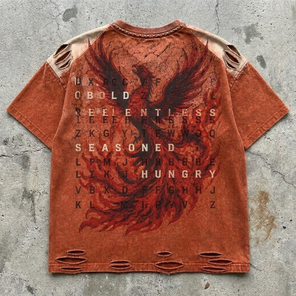 Flame Fed Tee | Burnt Orange Phoenix Streetwear