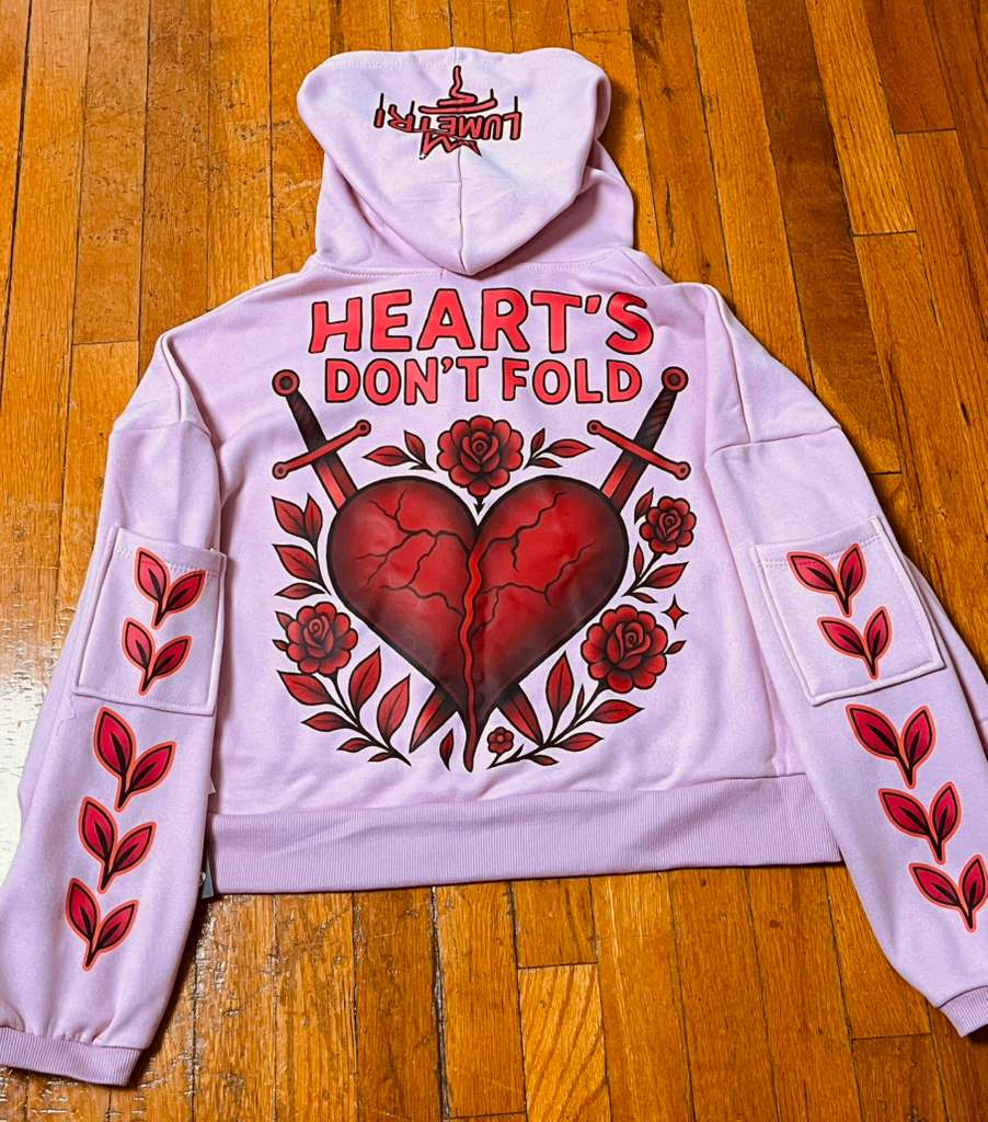 Heart's Don't Fold Women Pink Hoodies