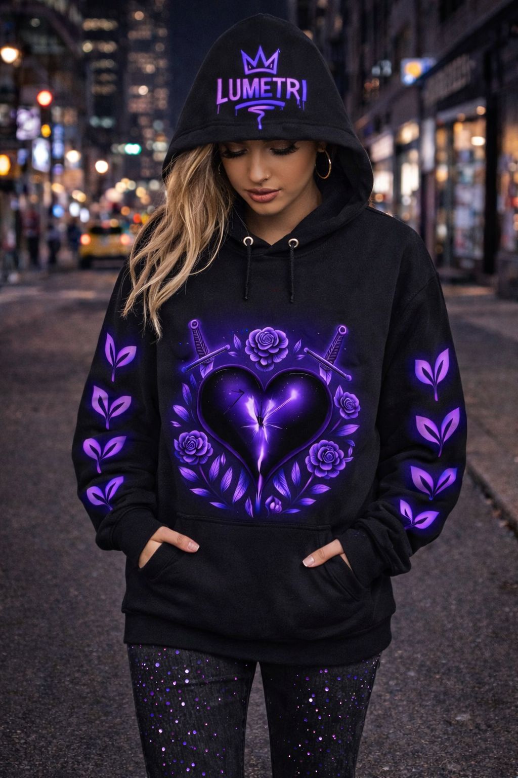 Heart's Don't Fold Women Black Hoodies