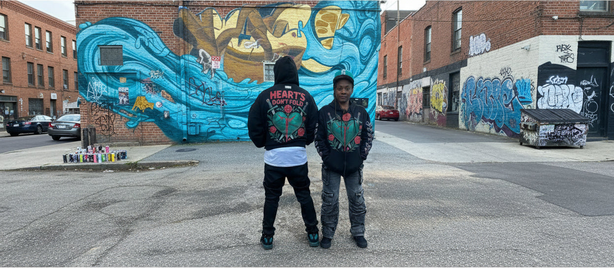 Heart's Don't Fold Men Black Hoodies