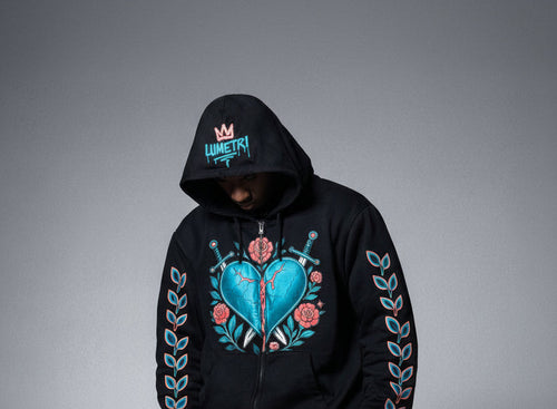 Heart's Don't Fold Men Black Hoodies