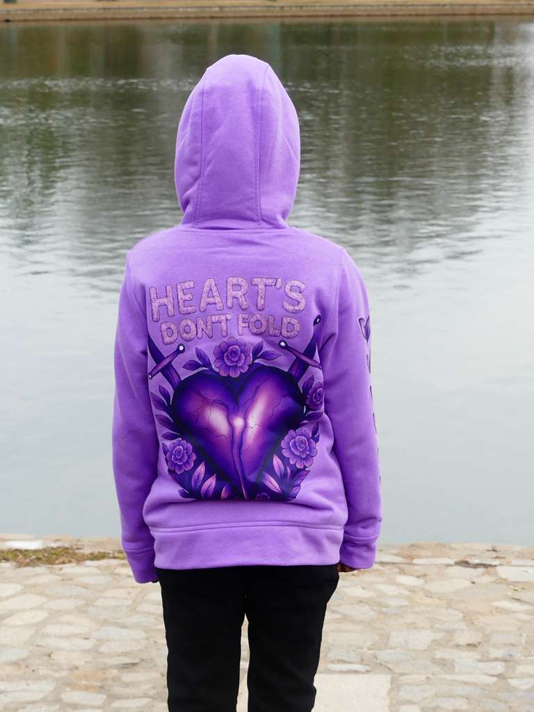 Heart's Don't Fold Women Purple Hoodies