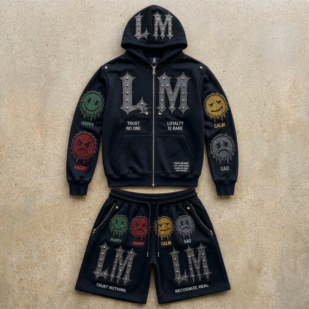 Mood Loyalty - Premium Black Graphic Short Set