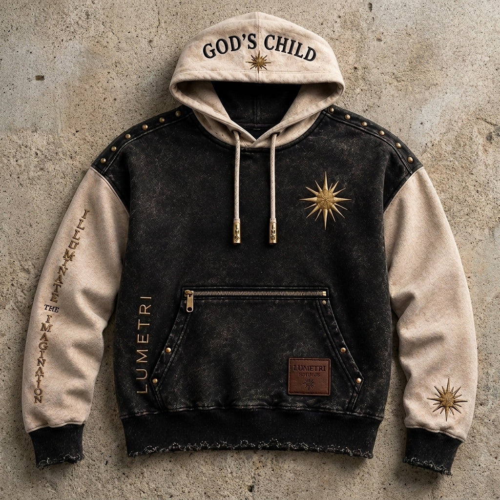 Lightbound Child - Premium Black Cream Graphic Hoodie