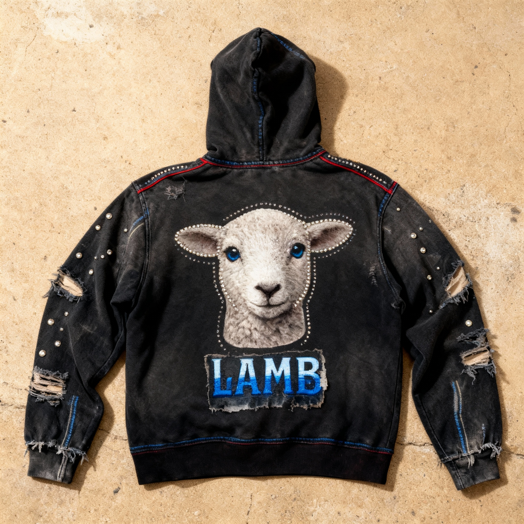 The Lion and The Lamb - Rhinestone Hoodie