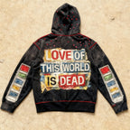 Love of the World - Distressed Rhinestone Zip up
