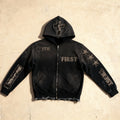 Faith First - Black Embroidered Zip up