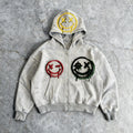Smiley Face Embordered  Patch Hoodie