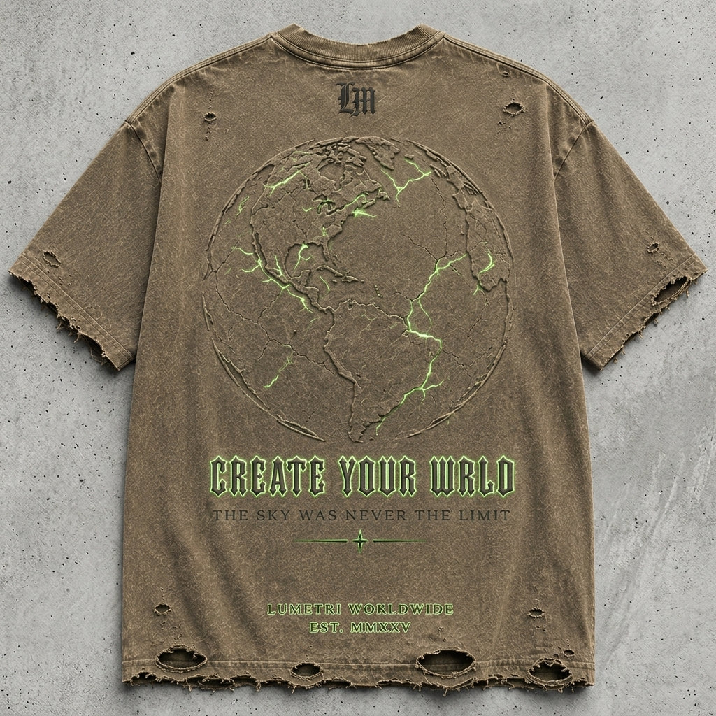 Create Your Wrld™ Vintage Earth Puff Print Tee