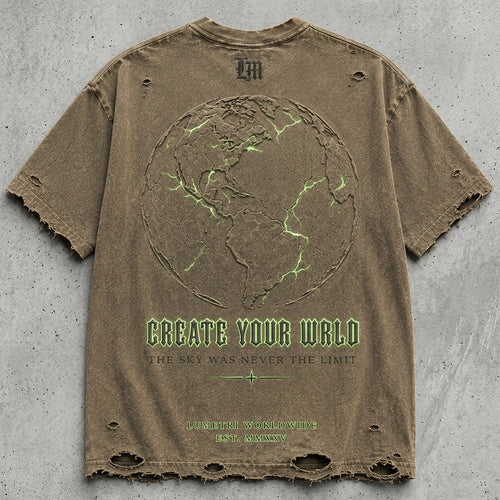 Create Your Wrld™ Vintage Earth Puff Print Tee