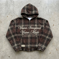 Vision Crafted - Premium Brown Plaid Zip Hoodie