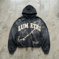 Vision Orbit - Premium Washed Black Zip Hoodie