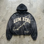 Vision Orbit - Premium Washed Black Zip Hoodie
