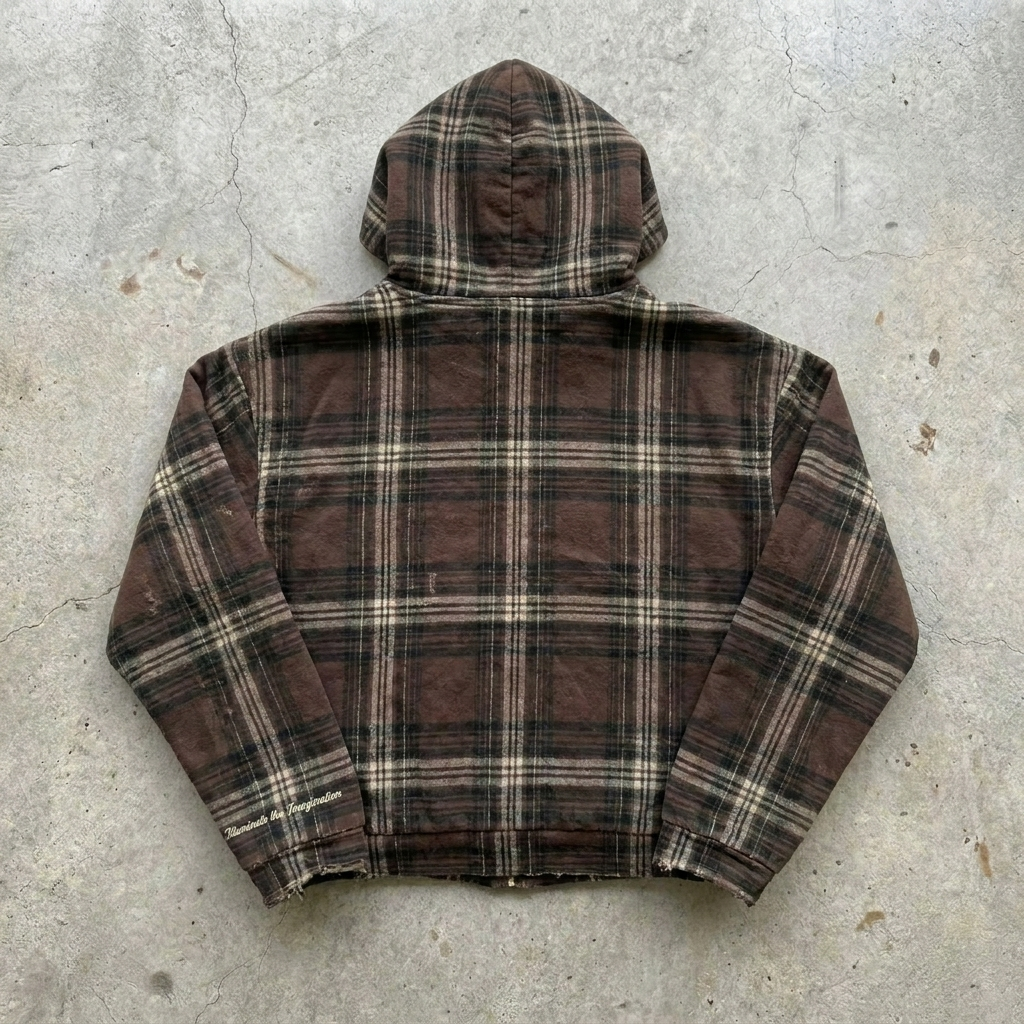 Vision Crafted - Premium Brown Plaid Zip Hoodie